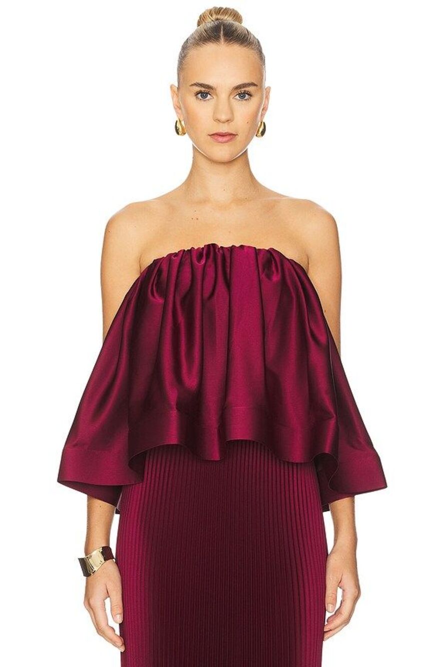 L'IDEE Breeana Top & Gala Skirt Wine Set Size S